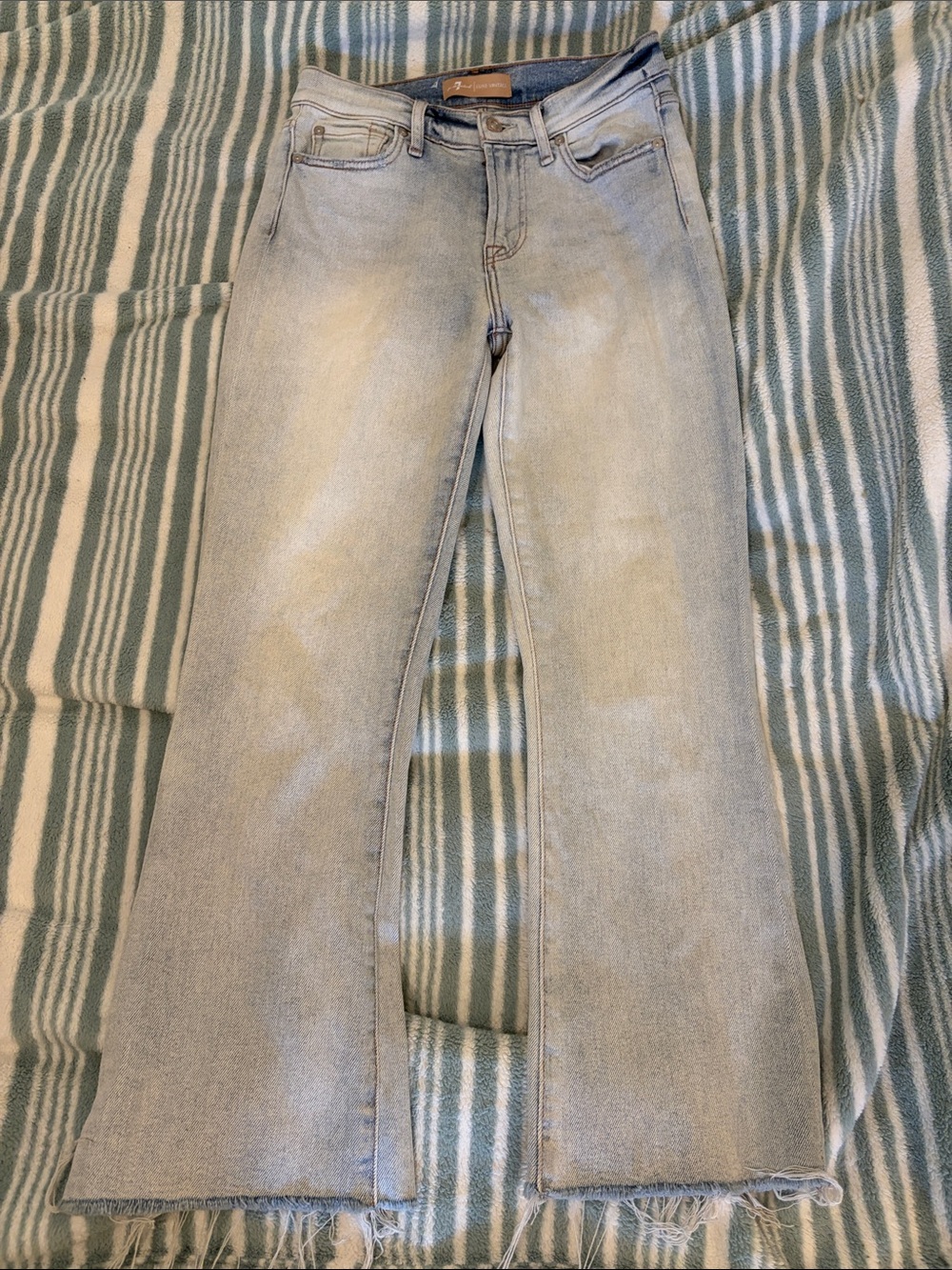 7 For All Mankind Luxe Light Wash Flares
